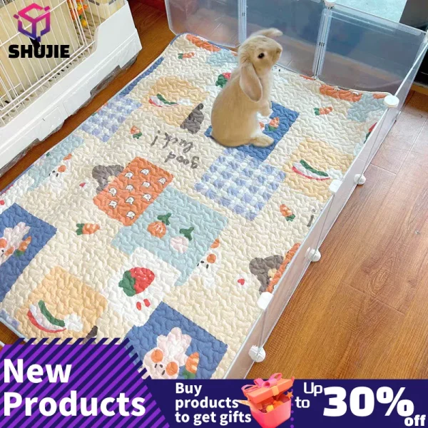Rabbit Floor Mat Pet Sofa Cushion Training Pad Four Seasons Universal Cage Mat Cat Dog Sleeping Blanket Fence Pad Bunny Supplies