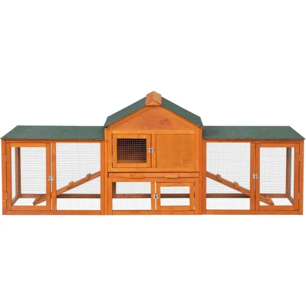 83” Extra Large Wooden Rabbit Hutch Outdoor Easy to Assemble and Durable Rabbit Cage Bunny Hutch Indoor with Cleaning Tray & Wa