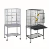 53 Inch Flight Bird Cage Large Wrought Iron Parrot Cage w/ Rolling Stand 2 Color