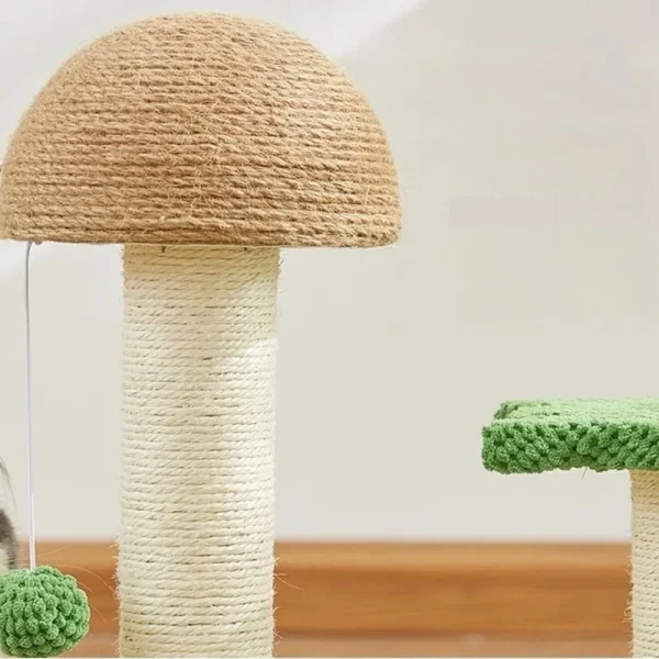 Cat Tree Mushroom Cat Scratching Tree Indoor Sisal Pet Scratch Pillar Climbing Frame Coconut Cat Tree with Interactive Ball