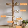 Solid Wood Cat Climbing Frame Vertical Pet Toy Cat Scratching Board Multifunction Large Cats Villa Climbing Pillar Tree House