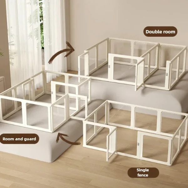 Pet Fence Fully Transparent Houses Acrylic Large Dog Fence Indoor Dog House.Large Space Dog Crate Double Suction Cup Design