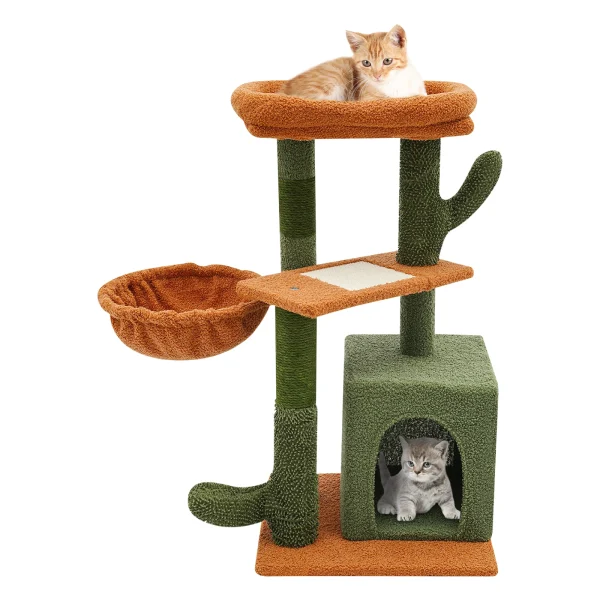 Cat Tree, Cat Tower for Indoor Cats,Cat Scratching Climbing Frame,2 Luxurious cat condo with Adjustable Large Hanging Baskets