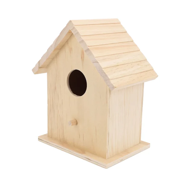 Small Bird House Paintable Unfinished Wood Bird Breeding Nesting Box Birdhouse for Home Garden Pet Birds Rest Relax