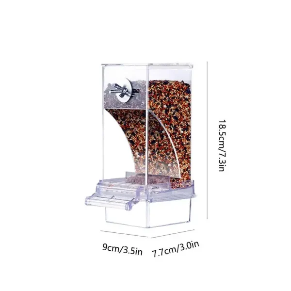 Automatic Parrot Food Feeder No Messes Bird Feeders Acrylic Seed Food Container Cage Accessories For Small And Medium Parakeets
