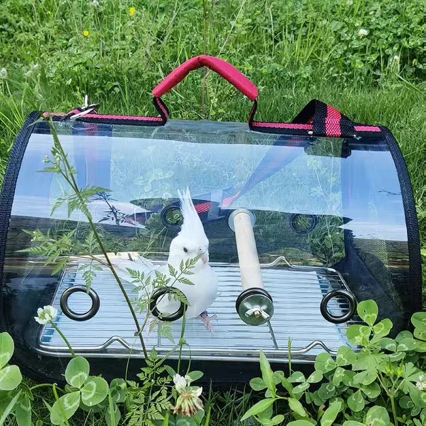 Bird Transport Cage Bird Travel Carrier with Perch Breathable Space Parrot Go Out Backpack Multi-functional Bird bag Outdoor