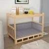 Solid Wood Dog Kennel Pets Bed Smooth Polished Teddy Dog Nest Golden Retriever Detachable Pet Bed Solid Wood Material Cat House