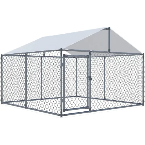 Dog Kennels Outdoor Large Dog Cage Heavy Duty Dogs House Extra Wide Outside Pet Kennels with Water-Resistant Cover for Back