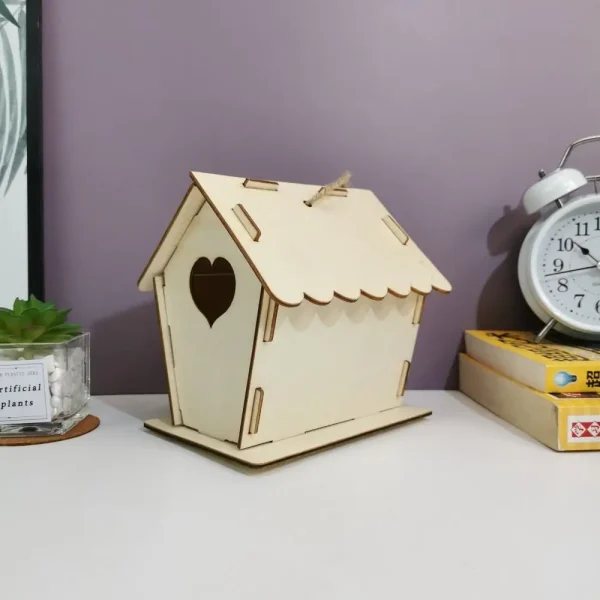 3pcs Home Crafts Wooden Bird Nest Minimalist Cartoon Bird Cage DIY Creative Bird House Tree