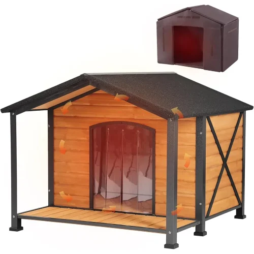 Dog House Outdoor Large Insulated Dog Kennel with Liner for Winter Waterproof Dog Cage for Small & Medium & Large Dogs,Unique Al