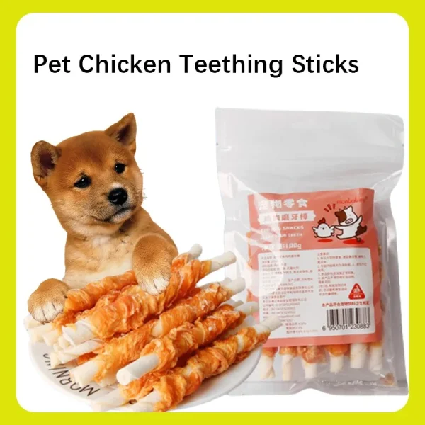 Pet Dog Snacks Chicken Teeth Cleaning and Grinding Stick Chicken Wrap Cowhide 100g Jerky Teddy Dog Snacks Pet Food Fresh Mouth