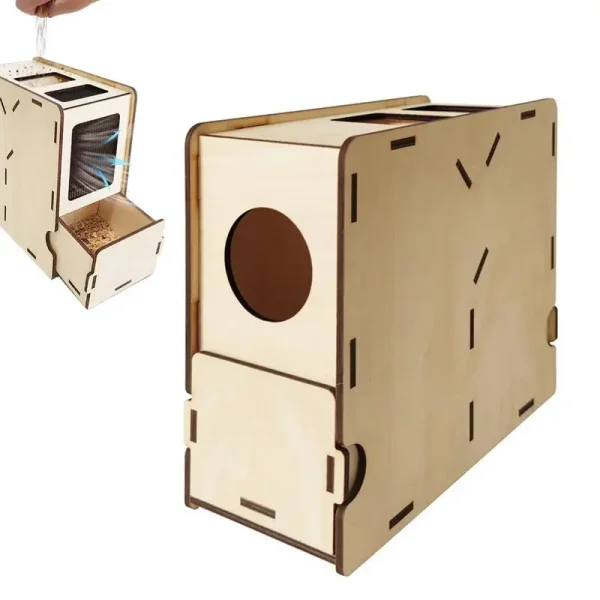 bird feed sieve blower with filter wooden assembly box grain Splitter Shell Separator Chaff Blowing Machine Bird Food SkinBlower