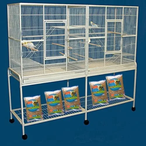 Large Double Center Divider Birdhouse Treehouse Bird Flight Parrot Breeder Cage Feeder Doors Side Breeding Nest Doors Easy Clean