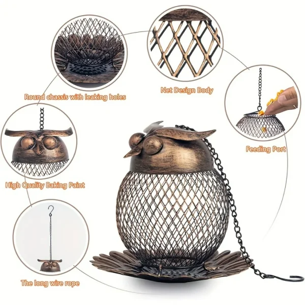 1pc Heavy Duty Copper Mesh Owl Shaped Wild Bird Feeder for Garden Yard Decor Window bird feeder Feeders bird Bird feeder cups