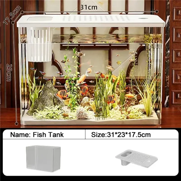 Transparent Fish Tank with Lid Aquarium Drop Resistant Hydroponic Tank Turtle Tank DIY Landscape Grass Shrimp Fish Container