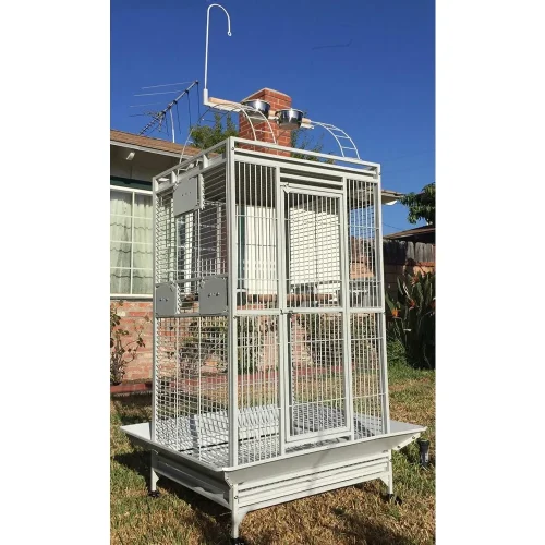 Large Elegant Durable Play Top Double Walk Ladders Perch Stand Bird Parrot Rolling Wrought Iron Cage for Finch Macaw Cockatoo Co