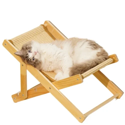 Pet Cat Bed Chair Home Use 4-speed Adjustable Wear-resistant Sisal Cat Scratching Board Foldable Breathable Pet Sofa Recliner