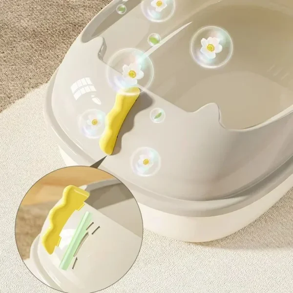 Large Capacity Cat Litter Box Cat Toilet Kitty Sandbox Cats Cleaning Basin Bathroom Semi Closed Splashproof Cats Tray Pet Supply