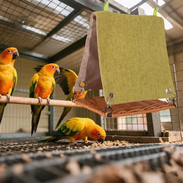 Bird House Parrot Sleeping Bed Scratch Resistant Imitate Rattan Swing Cage Accessory For Lovebirds Parakeet Cockatiels Budgies