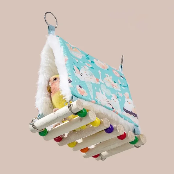 Cute Cartoon Parrot Cotton Nest Warm Thickened Bird Tent Nest Velvet Hanging Bird Hideaway House For Winter