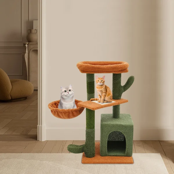 Cat Tree, Cat Tower for Indoor Cats,Cat Scratching Climbing Frame,2 Luxurious cat condo with Adjustable Large Hanging Baskets