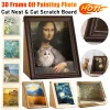 Mona Lisa Cat Scratching Board - 3D Oil Painting Cat Tree with Sisal Pad, Modern Home Decor & Cozy Cat Nest, Artistic Jute Claw