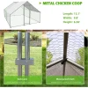 Large Metal Chicken Coop Walk-in Poultry Cage with Water-Resident and Anti-UV Cover Duck Rabbit Cat House Outdoor Chicken