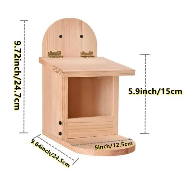 Bird Food Feeder Removal Cover Easy Installation Large Capacity Food Container Wooden Squirrel Pet Supplies