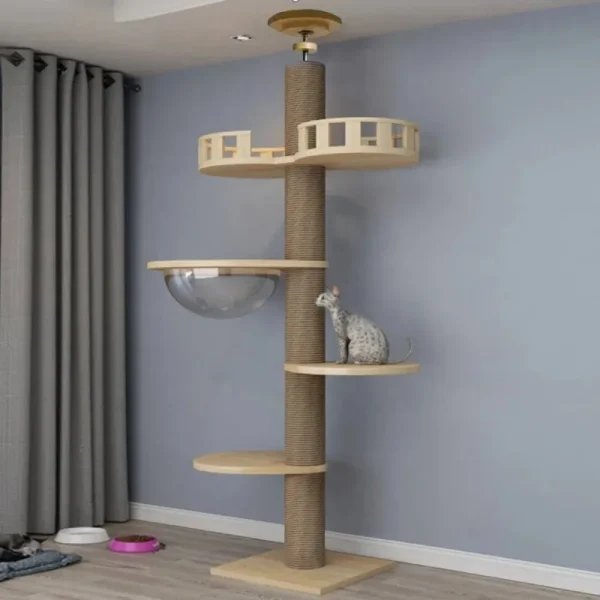 Solid Wood Cat Climbing Frame Vertical Pet Toy Cat Scratching Board Multifunction Large Cats Villa Climbing Pillar Tree House
