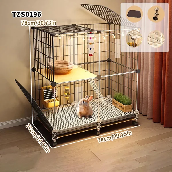 Rabbit Cage Large Space Household Large Villa Rabbit Nest with Toilet