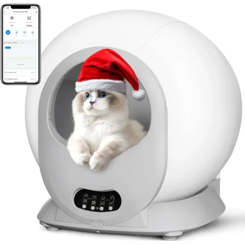 65L Automatic Cat Litter Box, Anti Pinch Kitty Litter Box with Odor Removal and APP Control for Multiple Cats, Extra Large