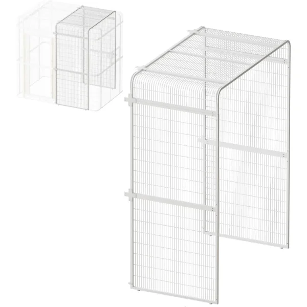 Large Bird Cage Extension Part, 33.5-Inch Wide Parrot Cage Extender for Metal Aviary, White Replacement Accessories, 33.5 x 63 x