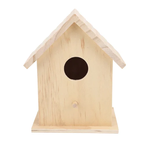 Small Bird House Paintable Unfinished Wood Bird Breeding Nesting Box Birdhouse for Home Garden Pet Birds Rest Relax