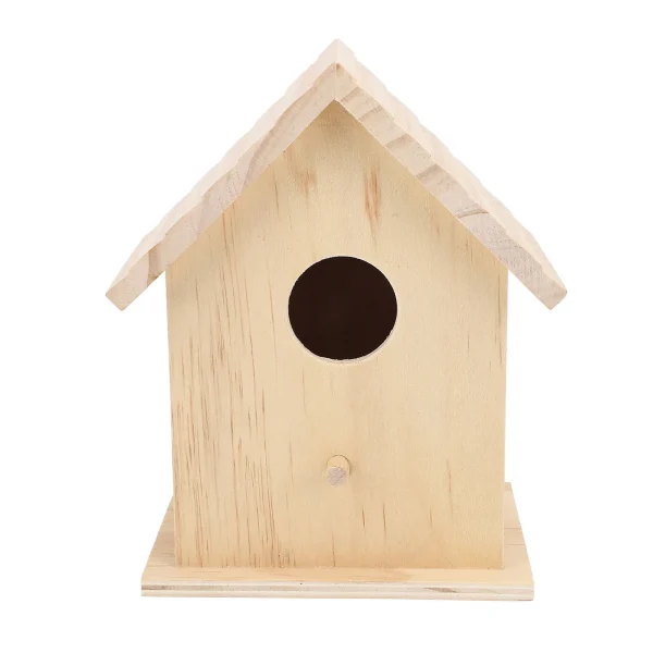 Small Bird House Paintable Unfinished Wood Bird Breeding Nesting Box Birdhouse for Home Garden Pet Birds Rest Relax
