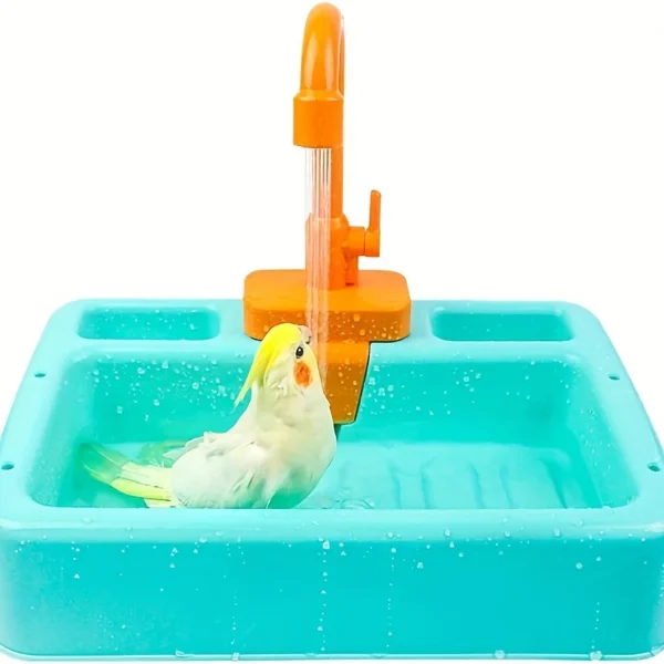 Bird Shower and Feeder with Automatic Parrot Bath Tub Faucet - Keep Your Birds Clean Happy Feeders Burd accesories