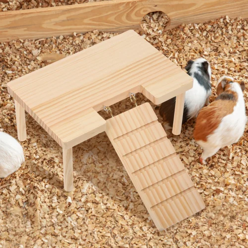 Wooden Hamster Platform Small Pets Table With Ladder For Hamsters Hedgehogs Guinea Pig Cage Accessories Rabbit Ramp Pet Products