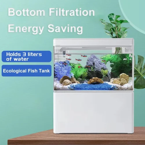 Fish Tank Small Aquascape Ecological Tank Home USB Power Planting Filtration NoWater Change Adjustable Breathing Light Fish Tank