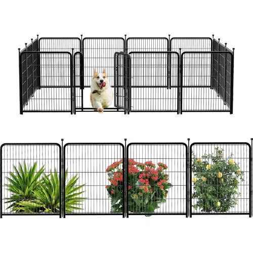 Dog Playpen 48 inch(H) 8 Panels Total 17.7 Ft(L) Metal Dog Pen Heavy Duty Pet Puppy Exercise Pen, Houses, Kennels