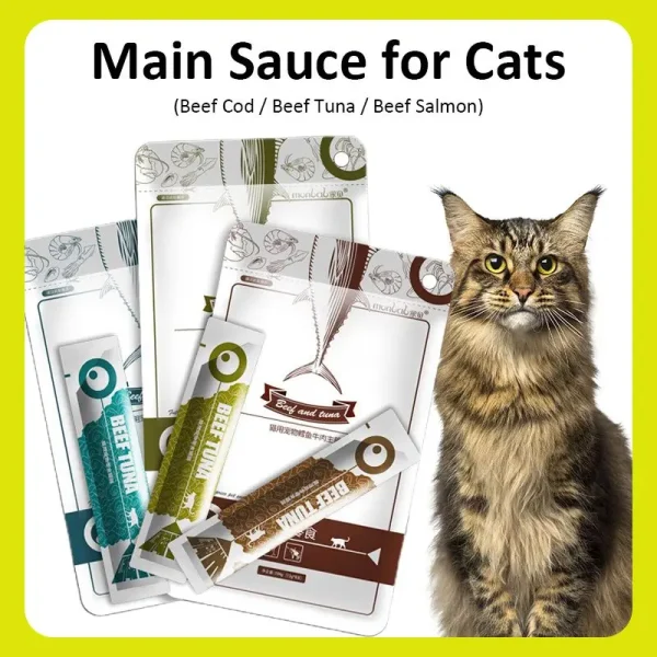 Pet Snacks Cat Strips 13gX8pcs Wet Food Cod Tuna Salmon Beef Kittens Supplement Protein DHA Make Hair Soften Beautiful Pet Food