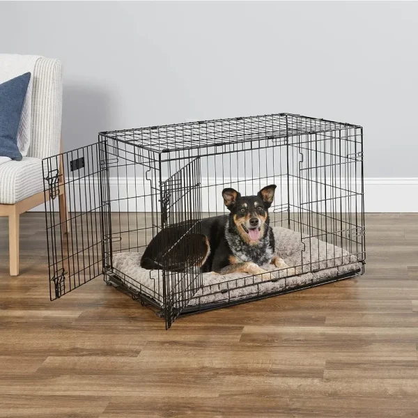 Dog House for Dogs Partition Doghouse New and Enhanced Double-door Dog Cage Including Leak-proof Plate Floor Protection Feet Pet