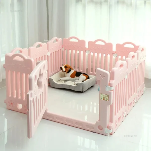 Minimalist Plastic Dog Houses Safety Dog Fence Home Pet Cat Kennel Small Dogs Indoor Isolation with Toilet Dog Cage Pet Supplies
