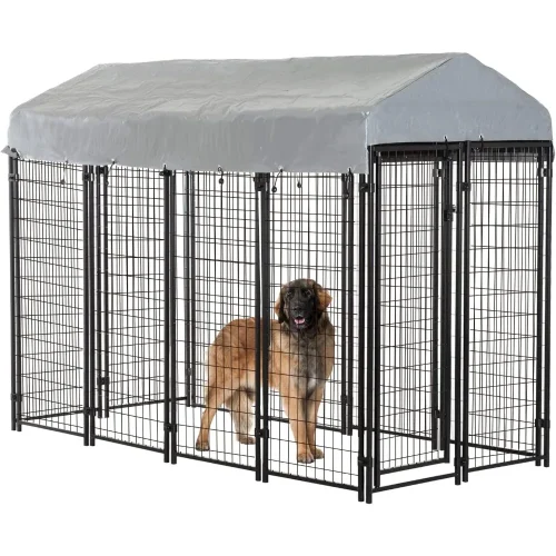 8 x 4 x 6 Ft Dog Kennel Outdoor Dog Pen Playpen House Heavy Duty Dog Crate Metal Galvanized Welded Pet Animal Camping Cage Fenc