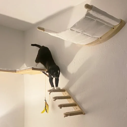Wall cat furniture wall-mounted cat hammock pedal set moon-shaped cat bed sisal stairs suitable for cats to climb, rest and play