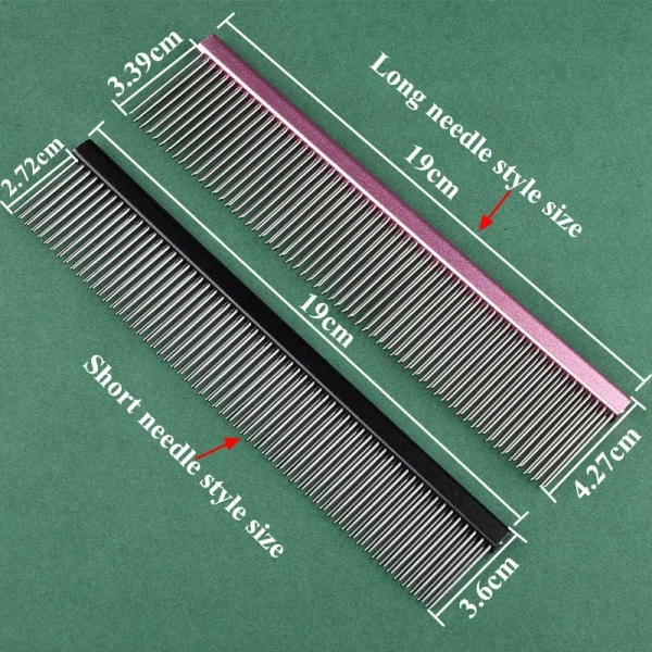 Dog Grooming 2 Row Comb Groomer Cat Stainless Steel Groomer Pets Combs Hairbrush Dog Grooming Combs Dog Hair Care Styling Comb