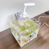 home office desktop transparent acrylic aquarium water grass ecological breeding small water tank, small shrimp, small turtle, s