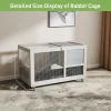 Fashionable Wood 36In Rabbit Hutch Indoor on Wheels Bunny Cage Outdoor Rabbit Cage with Clean Tray, Openable Roof
