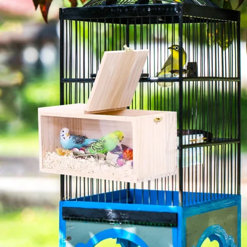 Wood Bird House Nest Birds Breeding Box Bird Parrot Breeding Decorative Cages Pet Accessories Home Balcony Decorative Bird House