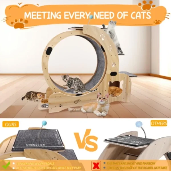 Cat Wheel 6-in-1 Exercise ,Upgraded Exerciser for Indoor,Large Treadmill, Running with Silent Wheel