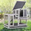 Rabbit Hutch Indoor and Outdoor Rabbit Cage 37 Inch Wide Wooden Hutch House Guinea Pig Cage with Wheels Rolling Larg