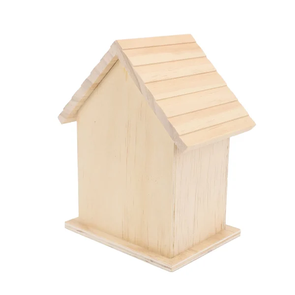 Small Bird House Paintable Unfinished Wood Bird Breeding Nesting Box Birdhouse for Home Garden Pet Birds Rest Relax